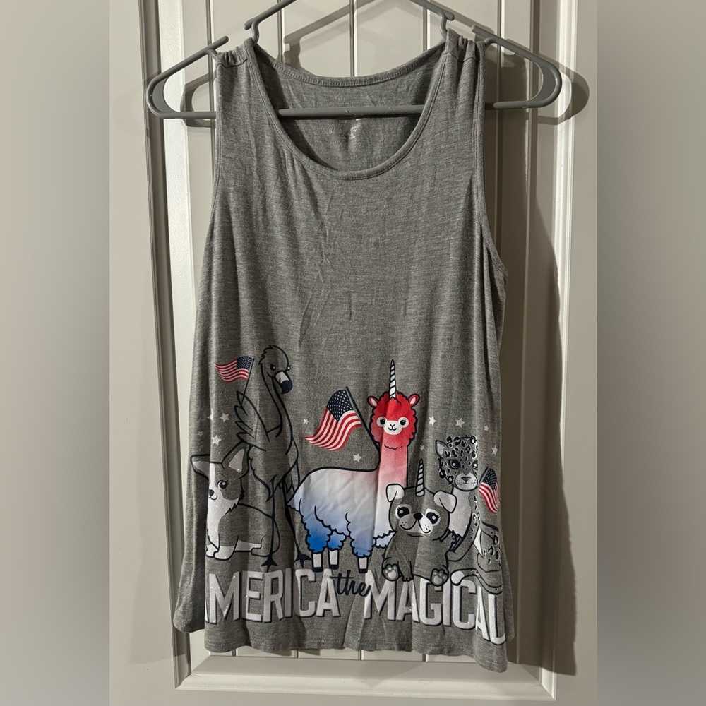 GIRLS—JUSTICE  4th of JulyTank Top-Size 18-20/ Like New-Only worn a Few Times.